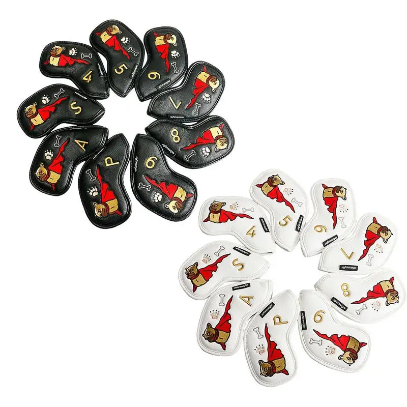

9Pcs/Set Portable PU Golf Club Iron Head Covers Protector Golfs Head Cover Set Golf Accessories Golf Putter Cover Golf Headcover