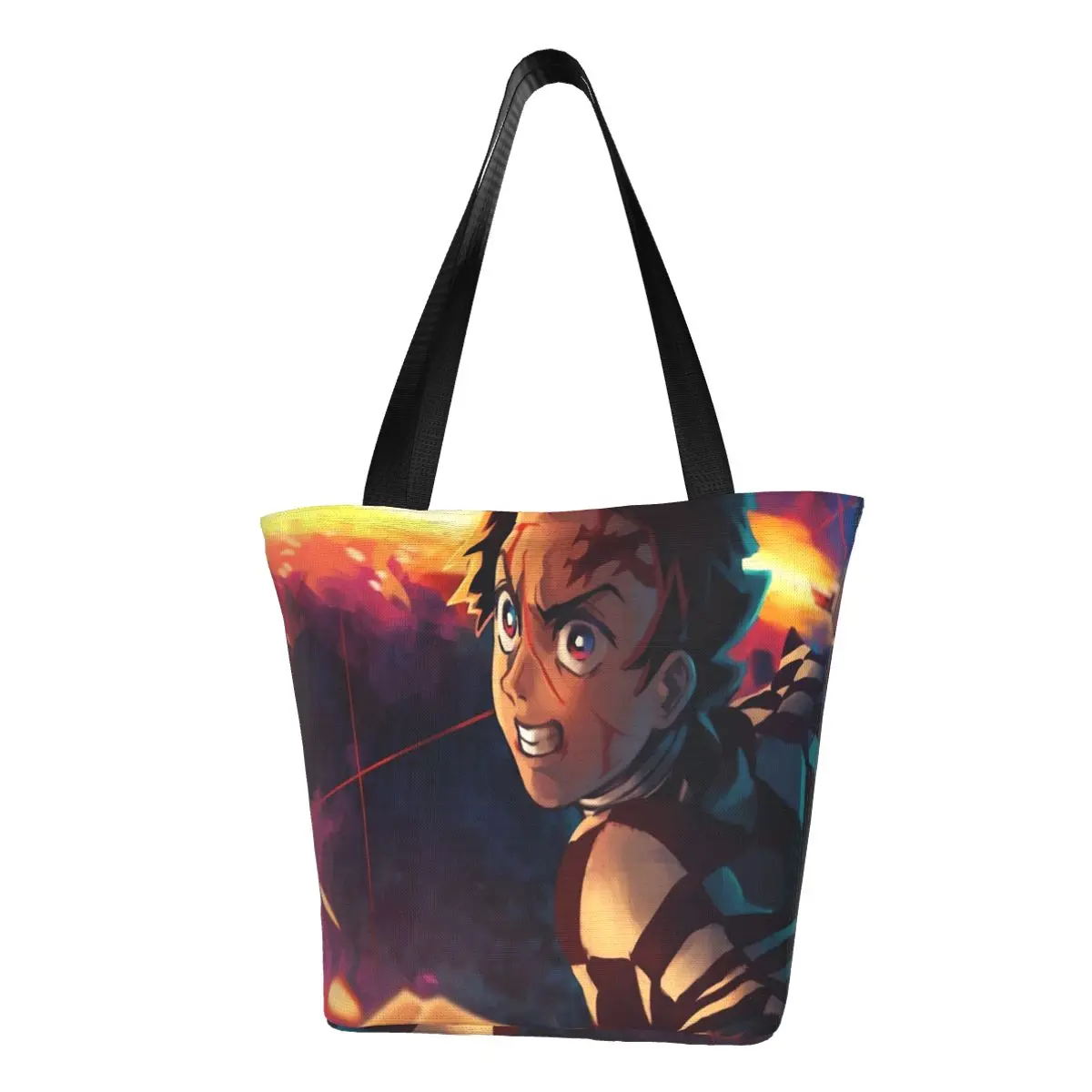 

Demon Slayer Shopper Bag Kimetsu No Yaiba Anime Outdoor Handbags Women Custom Shoulder Bag Retro Cloth Tote Bag