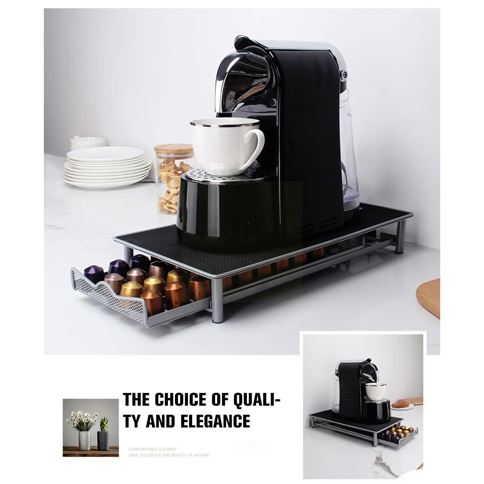 

36 Pods Coffee Capsule Storage Box Holder Rack Storage Black Rack Storage Rack Steel Home Rack Drawer Coffee Shelf K6G6