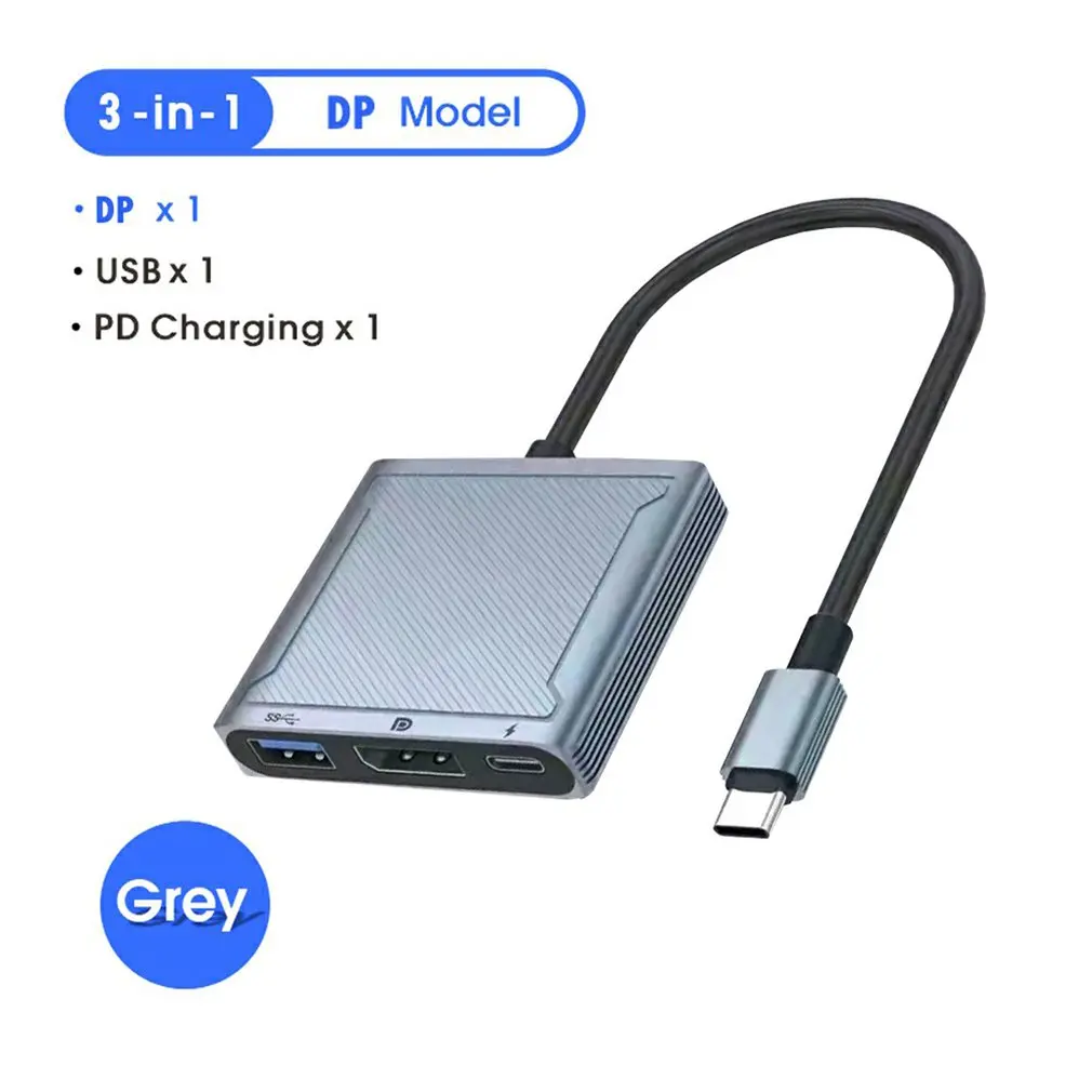 

Adapter 8K DP Three-in-One Adapter USB C Adapter Type C Portable Hub Laptop Hub For Multi-port Display