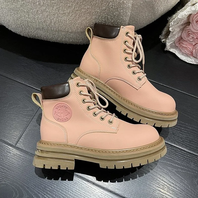 

Женские мотоциклетные ботильоны на платформе, повседневные Нескользящие Ботинки Челси на плоской подошве, Осень-зима 2022