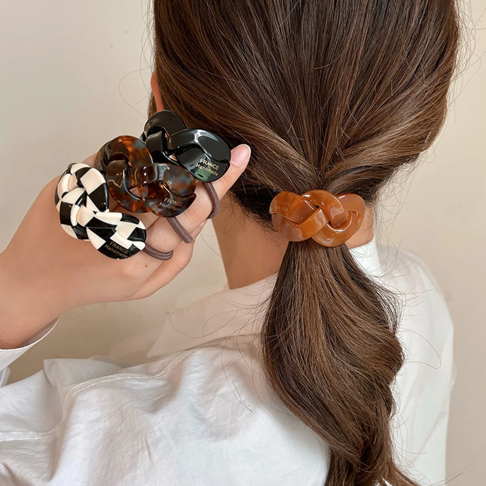 

New Korea Women Hair Ropes Acrylic Chain Hair Bands Elastic Rubber Band Ponytail Holder Gum For Hair Ties Scrunchies Hairband