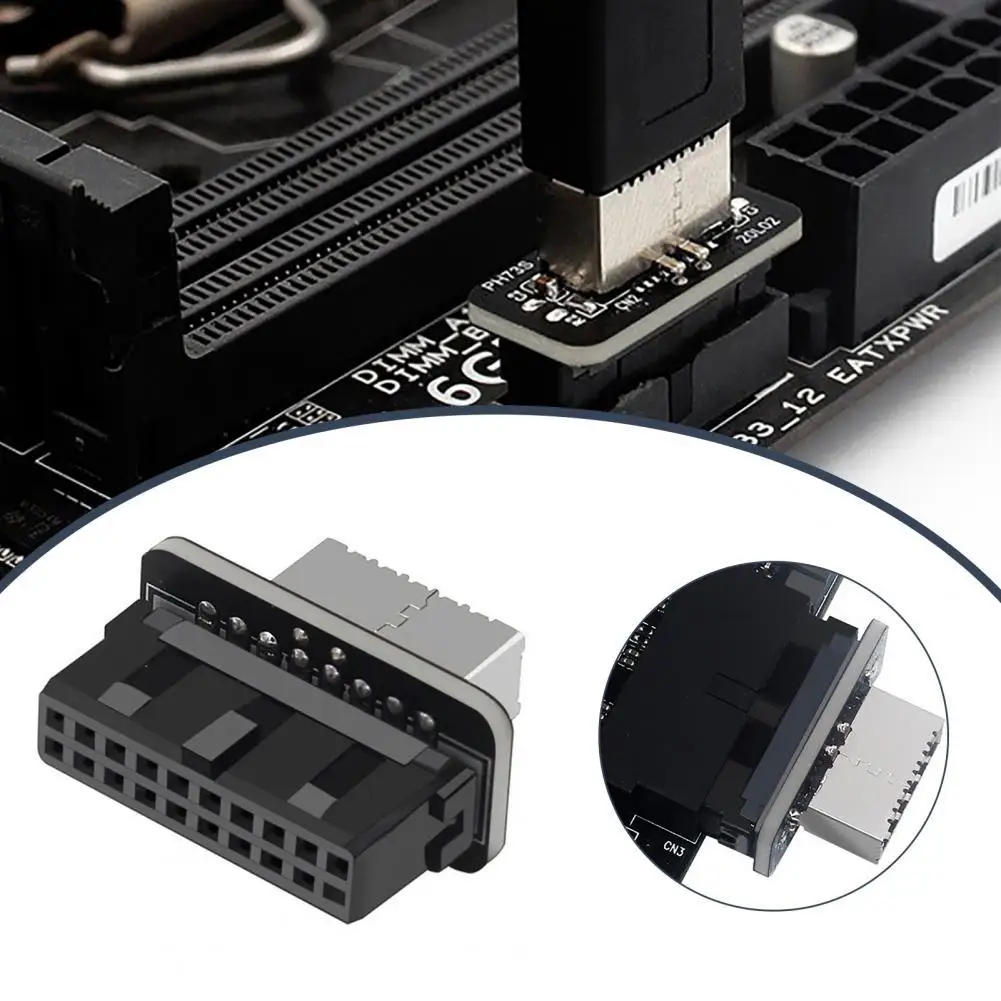 

Connector for Desktop Motherboard Easy Installation Header Fast Plug Play USB3.0 19/20 Pin to Type-E Front Internal for Desktop
