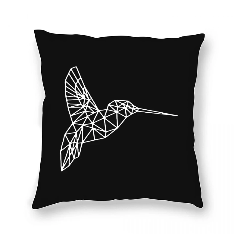

REM Hummingbird Geometric Art Originality Harajuku Animal Bird Line Printed Pillow Case Pure