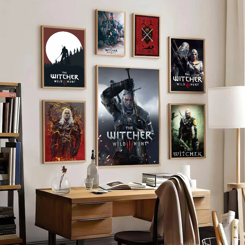 Hot-The-W-Witcher-Game аниме постеры липкие HD качественные настенные художественные ретро