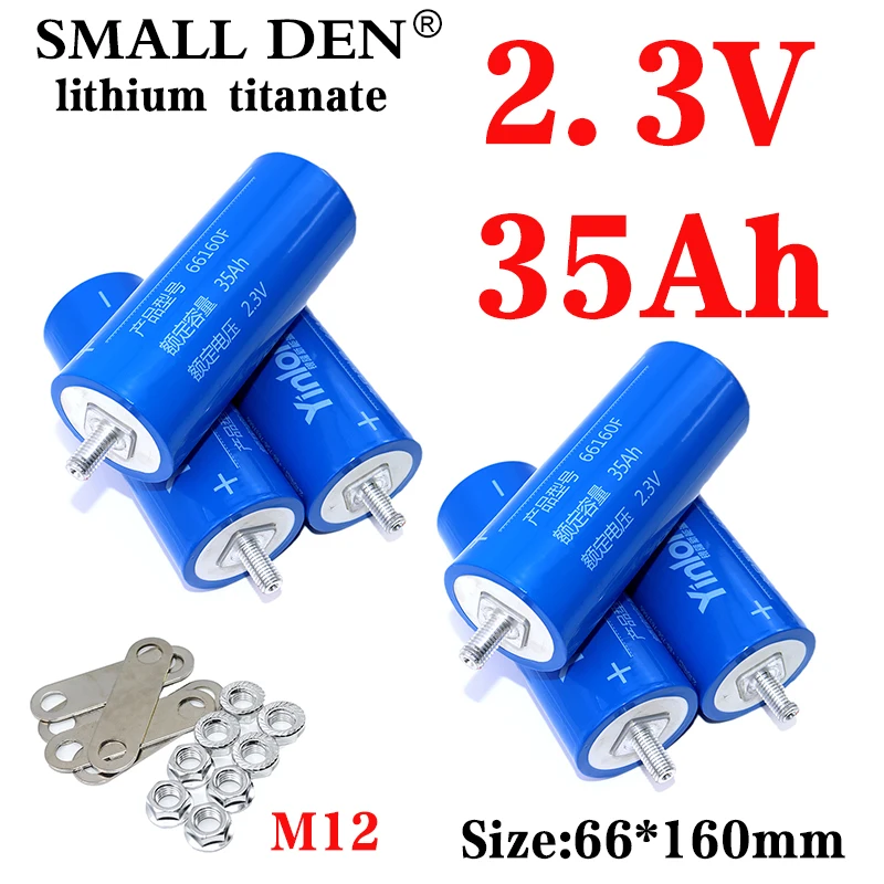 

New 6pcs 2.3V 35Ah Lithium Titanate Battery Yinlong 66160 LTO Battery 10C 350A High Discharge 12v 24v DIY Solar 25000 Cycle Life