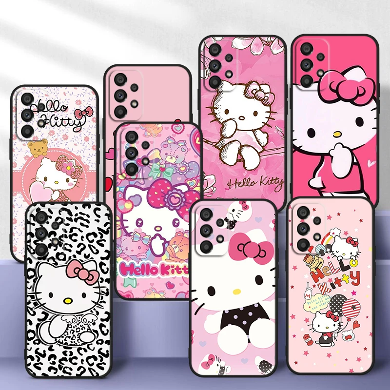 

HelloKitty Cute For Samsung A14 A54 A34 A73 A53 A33 A23 A13 A32 A72 A52 A32 A22 A03 A02 Silicone Black Phone Case Coque Capa