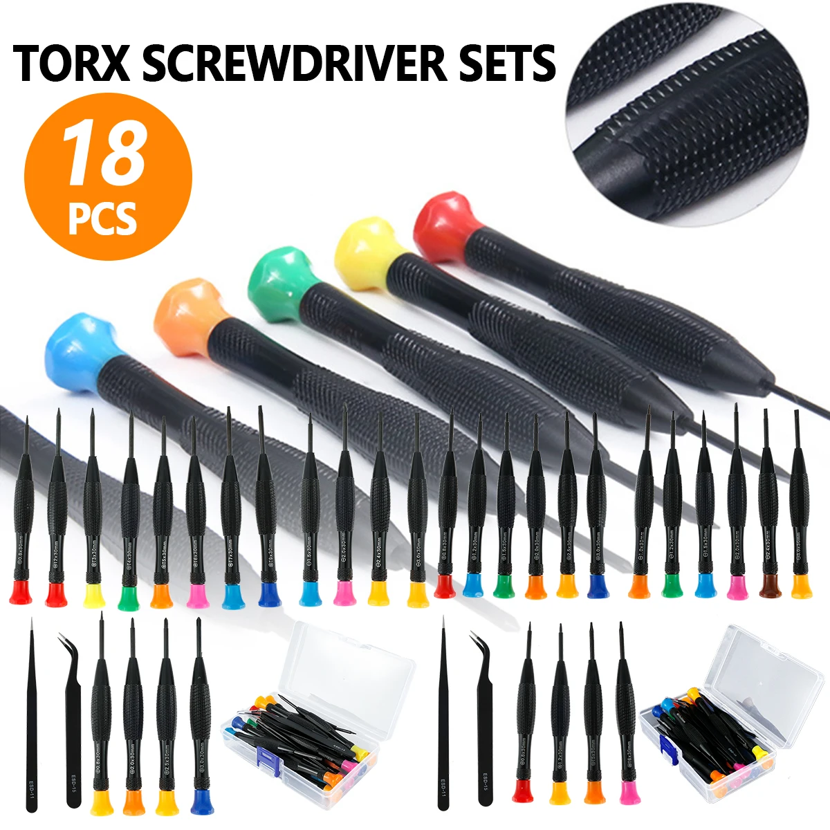 

18pcs Screwdriver Set Small Magnetic Precision Repair Tool with Hexagonal Flathead Phillips Slotted for Computer Watch Camera