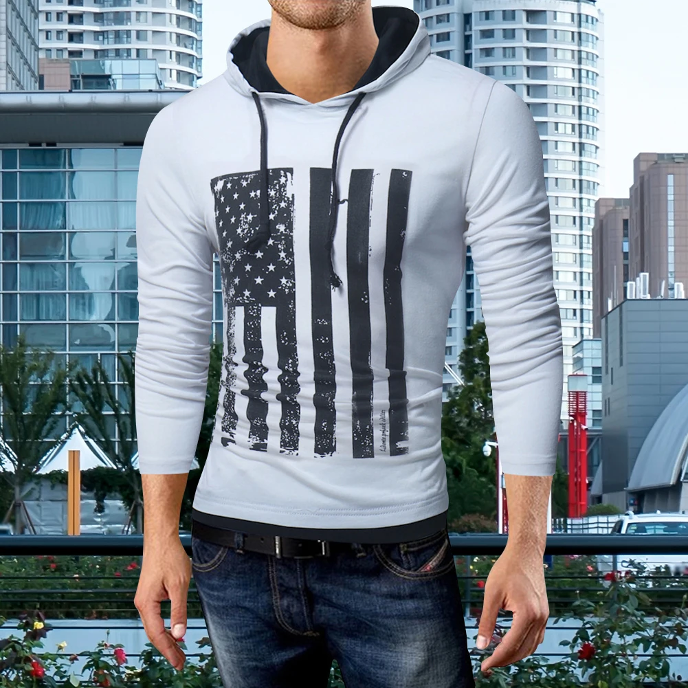 

Korean Spring Autumn Sweatshirt Youth Men Cotton Long Sleeve Fashion Pullovers Casual Flag Print Boys Daily Streetwear Tops