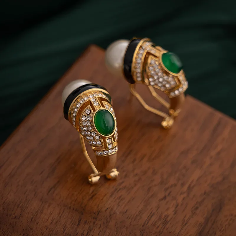 Серьги женские из стекла с искусственным жемчугом элегантные ювелирные