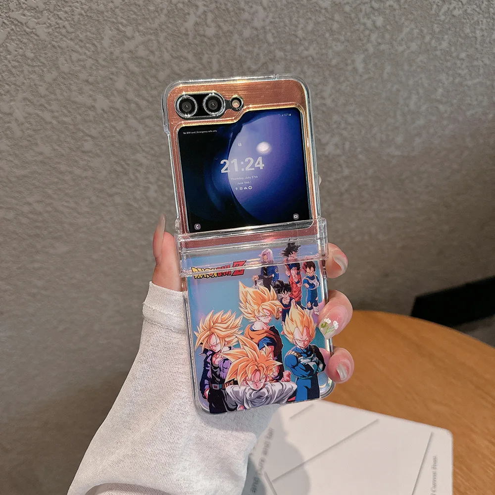 Фото Модный японский аниме-чехол Dragon Ball Goku Saiyan, прозрачный чехол для телефона Samsung Galaxy Z Flip 7 6 5 4 3, жесткий чехол из ТПУ №3