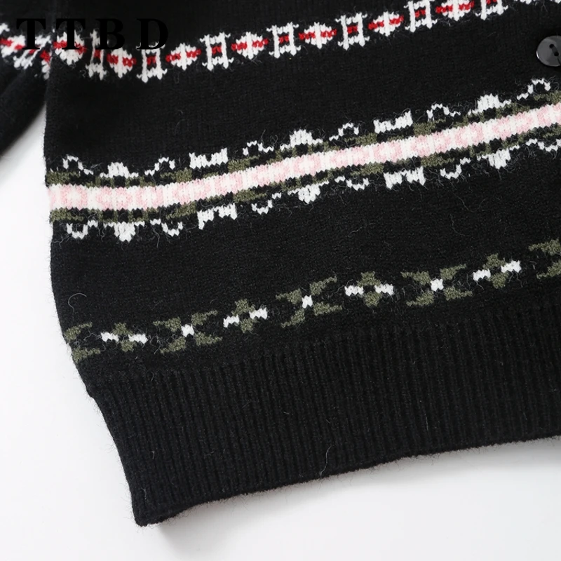 TTBD 2024 осеннее новое женское модное однобортное вязаное пальто куртка