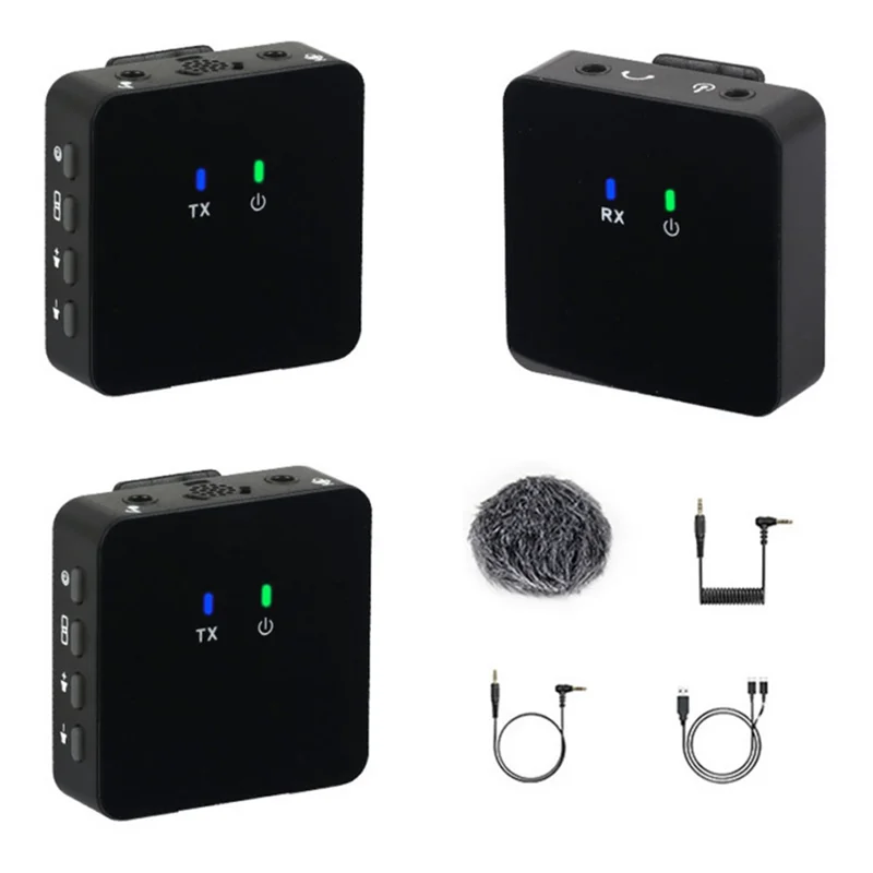 

2.4GHz Wireless Lavalier Microphone System Portable 2 in 1 Lavalier Mic for Podcast Interview Sound Recording