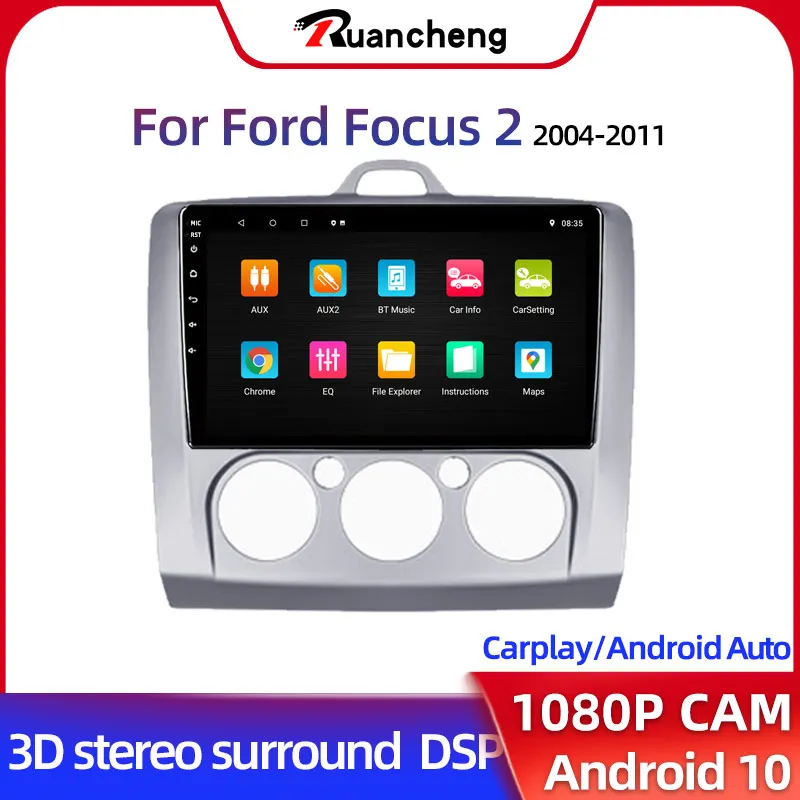 Автомагнитола Ruancheng для ford focus 2 3 Mk2 Mk3 2004 2005-2011 автомагнитола с голосовым ии Carplay