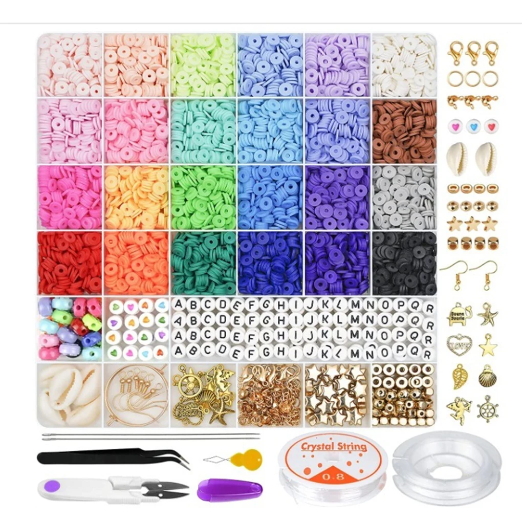 

6000 Pieces/Set Polymer Clay Bead Replacement Detachable Reusable Women Bracelet Pendant Making Beads Accessories