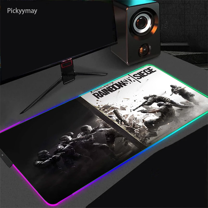 

LED Light Mouse Mat XXL Computer Mousepad Rainbow Six 90x40cm RGB Backlight Keyboard Table Mause Gaming Mouse Pad Desk Carpet