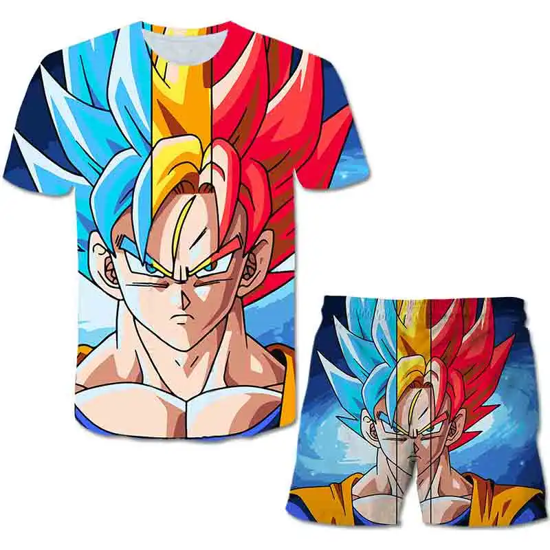 

2022 Children's Clothing Dragon-ball Sets Summer Short Sleeve Shorts 2Pcs Sets For Kids Summer Costume Boys Girls Suit 4-14 Year