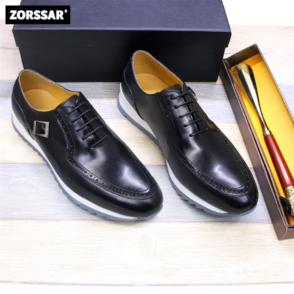 

Кроссовки мужские из натуральной кожи, удобные кеды ручной работы, плоская подошва, металлическая пряжка, Повседневная модная обувь, большие размеры 38-47