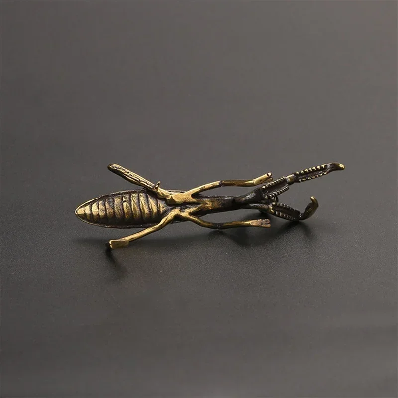 Латунная статуя Богомола миниатюрный офисный декор из чистой меди ретро фигурки