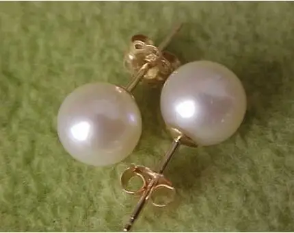 

Good HOT AAA 7- 8-9MM NATURAL SOUTH SEA WHITE PEARL EARRINGS 14k/20 GOLD MARKED