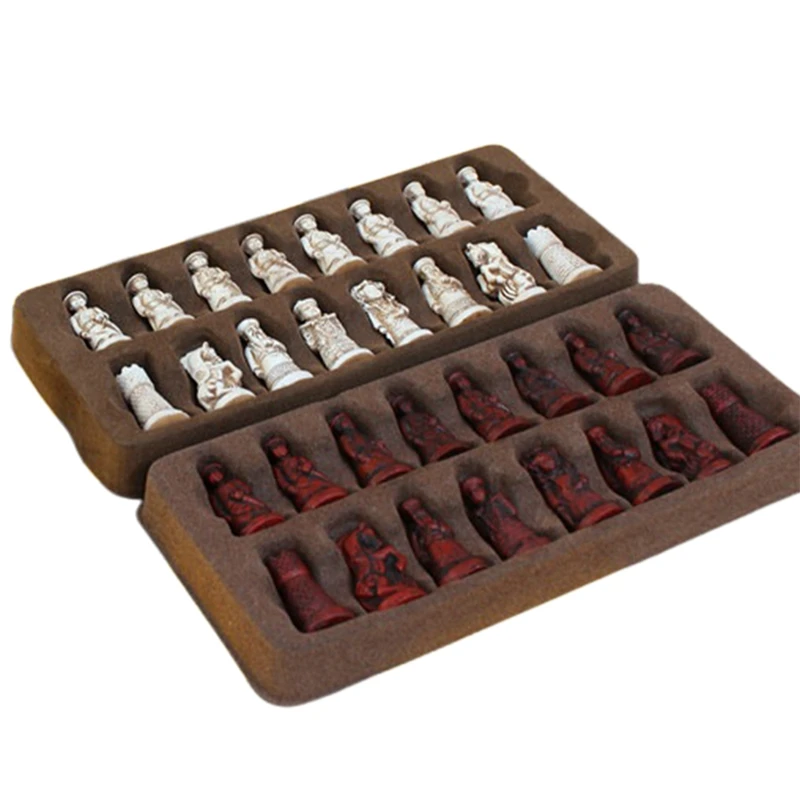 

New Antique Chess Small Leather Chess Board Qing Bing Lifelike Chess Pieces Characters Parenting Gifts Entertainment