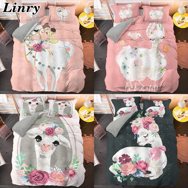 

Комплект постельного белья с 3d-изображением цветов альпака, роскошный пододеяльник с изображением животных с наволочкой, Королевский/Королевский размер, постельное белье с индивидуальным рисунком, комплект одеял