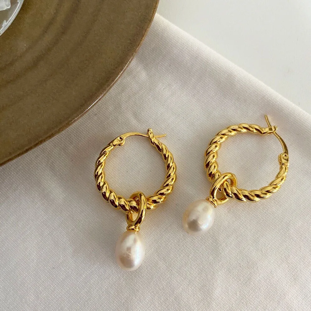 Висячие серьги с золотым жемчугом позолоченные жемчужины 18 карат висячие