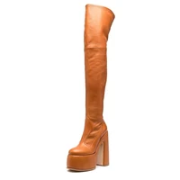 2022 Brand Design Winter Women's Over Knee Boots New big size 34-43 Black Brown 14cm12cm High Heel Short Plush Woman Shoes