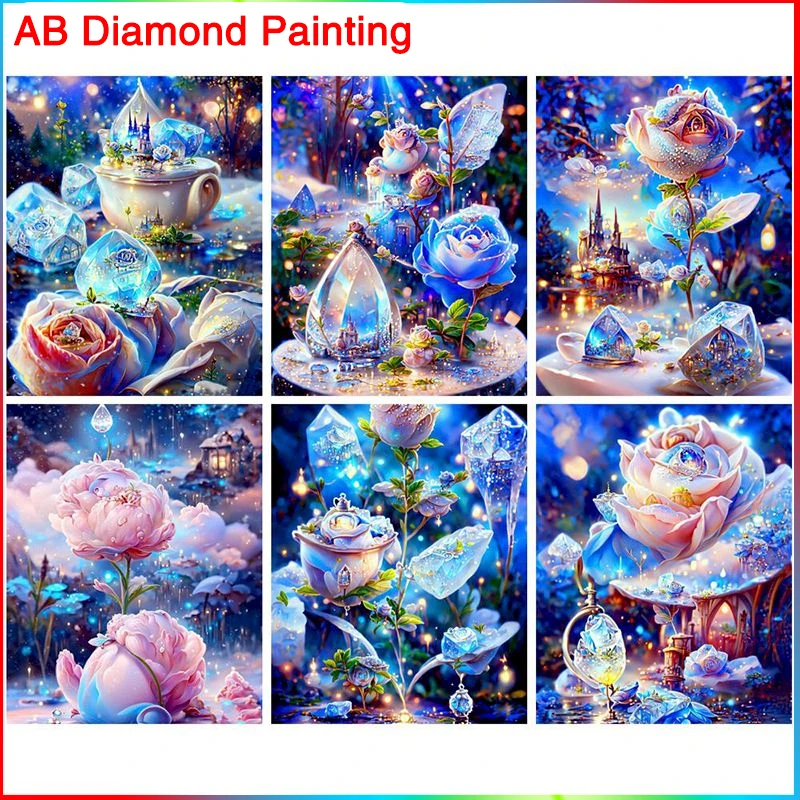 

GATYZTORY AB 5D Diy Diamond Painting Cross Stitch "Scenery flowers" Home Decor Full Rhinestones Handcraft Diamond Embroidery