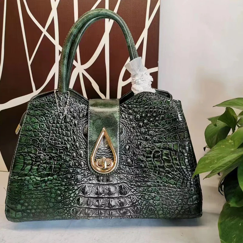 

Women Bag Crocodile Pattern Shoulder Bag Genuine Leather Messenger Bag Birkin Female Totes Bag Brand Designer Lady Handbag