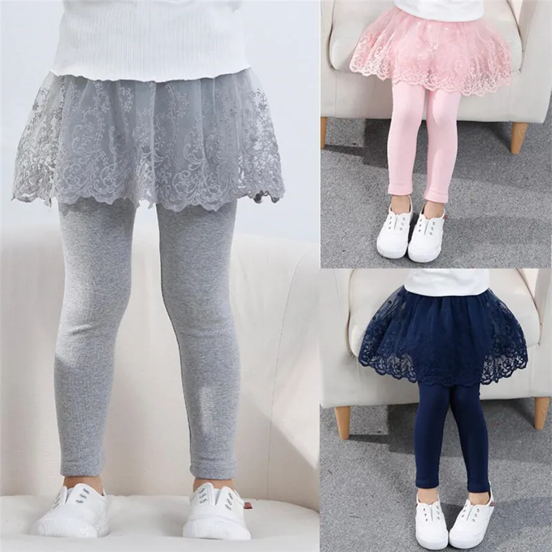 

2-7 Years Old Children's Clothing Cotton Girls Leggings Lace Princess Culottes Spring and Autumn Children's Slim Culottes