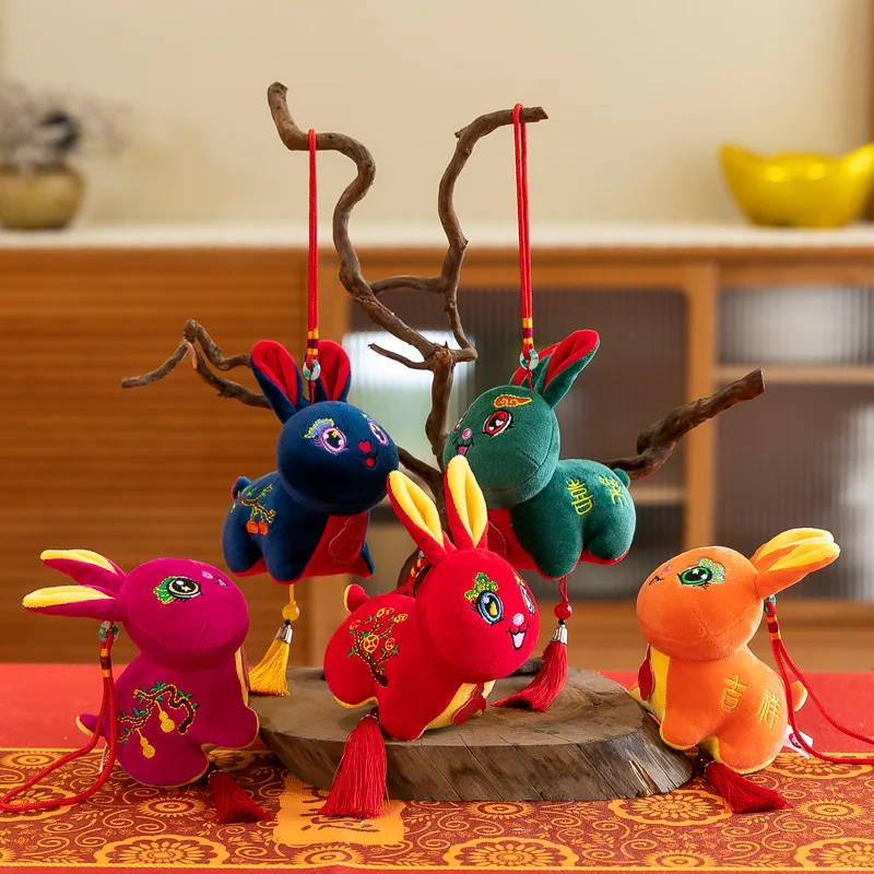 

16cm Mascot Rabbit Hanging Pendant Toy Bunny Zodiac for Doll Kid Party Backpack Ornament Chinese New Years 2023 Decoration