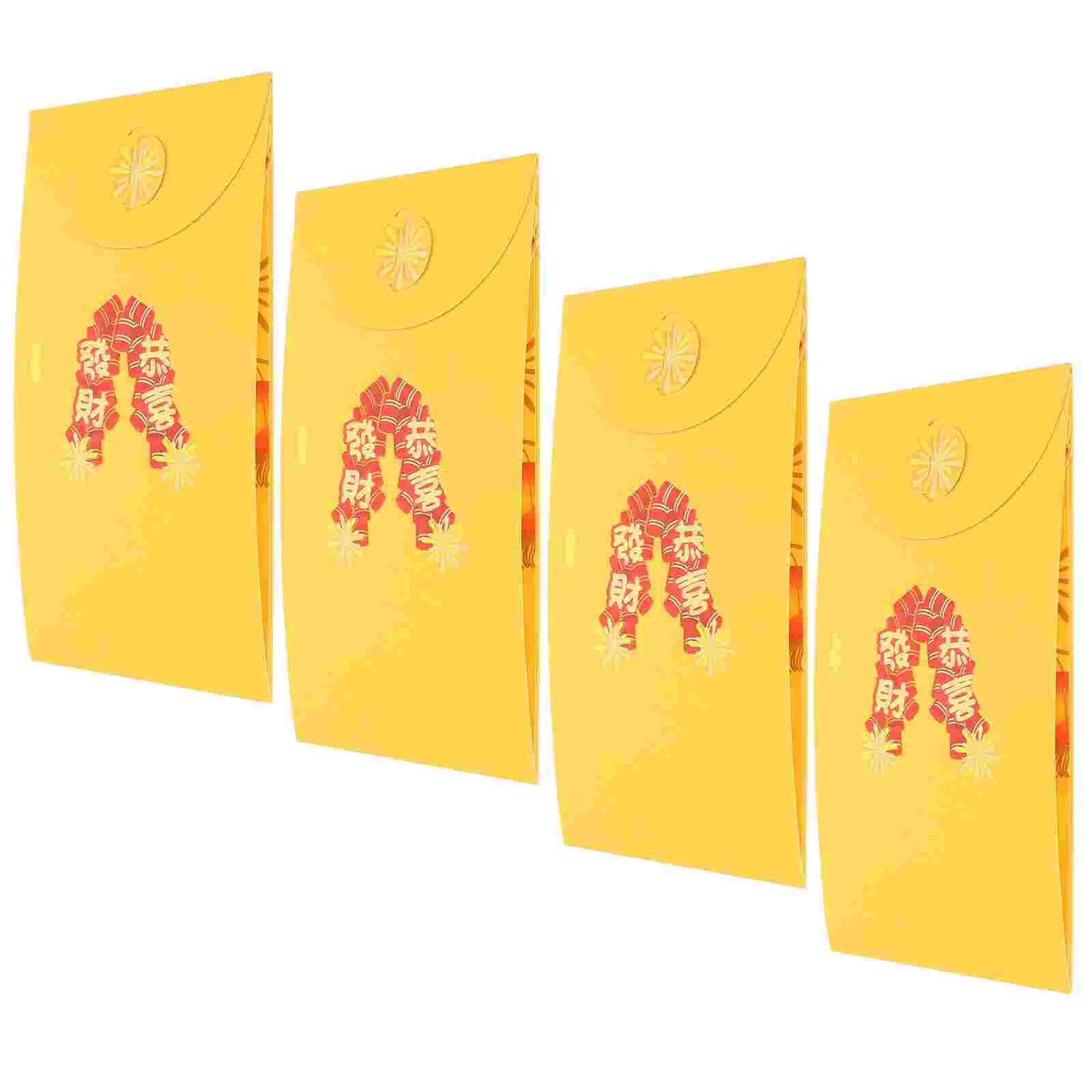 

4 Pcs Wedding Envelopes Money Cash 2024 Bag Dragon Paper Red Packets Chinese Thousand Yuan Style