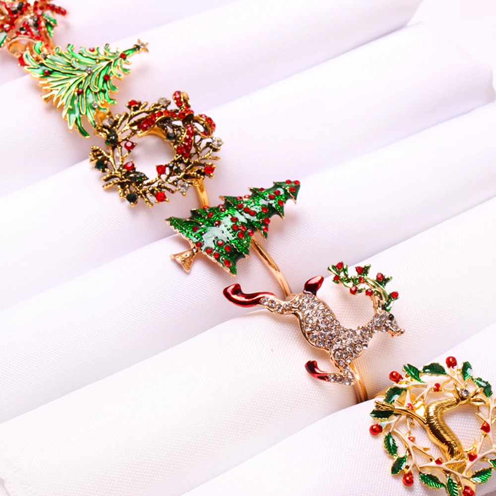 

2023Christmas Napkin Ring Holders Xmas Home Table Decoration Metal Reindeer Horn Tissue Ring For Wedding Party Hotel Table Decor