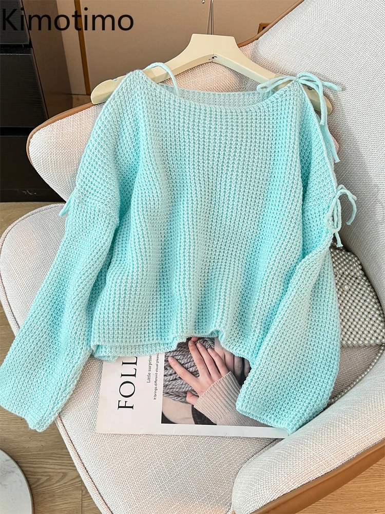Kimotimo свитер с открытыми плечами и длинным рукавом вырезами женская летняя