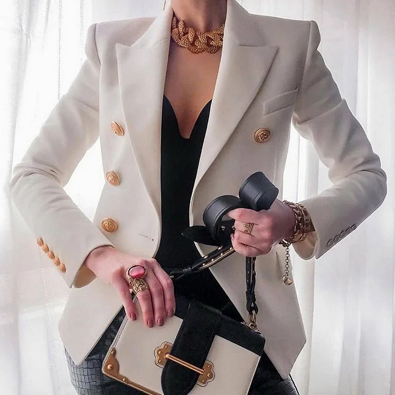 

2022 Autumn Winter New Solid Color Fashion Casual Suit Short Jacket Women Blazer