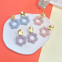 summer aretes de mujer modernos 2022 handmade polymer clay earrings 2022 trendy candy colors hollow flowers earrings for women