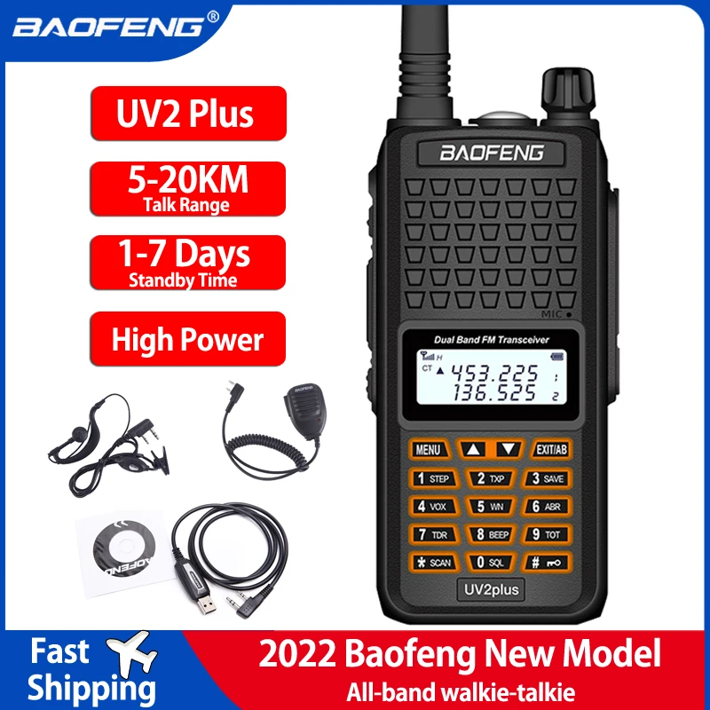 2022 NEW Baofeng UV2 Plus IP68 Waterproof Long Range 5-20km Walkie Talkie Car Cb Ham Radio Hf Transceiver UHF VHF Radio Station enlarge