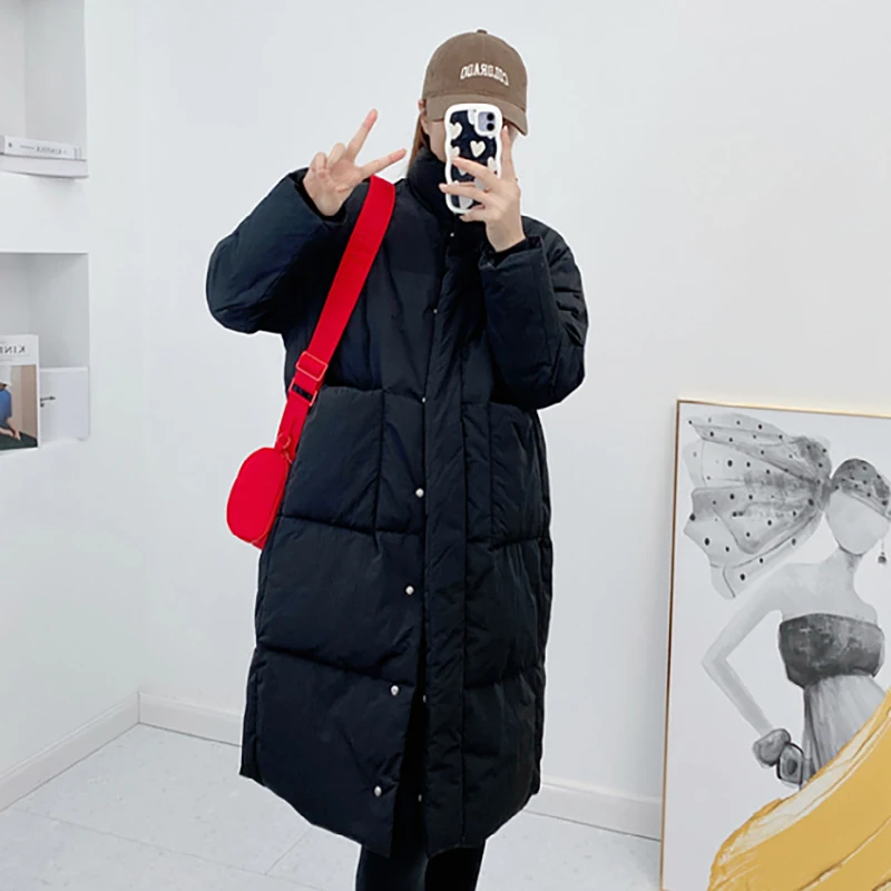 DEODAR Women Winter Long Bread Down Jacket Large Pockets Windproof Casual Warm Thick Parkas White DuckDown Coat for Office Lady