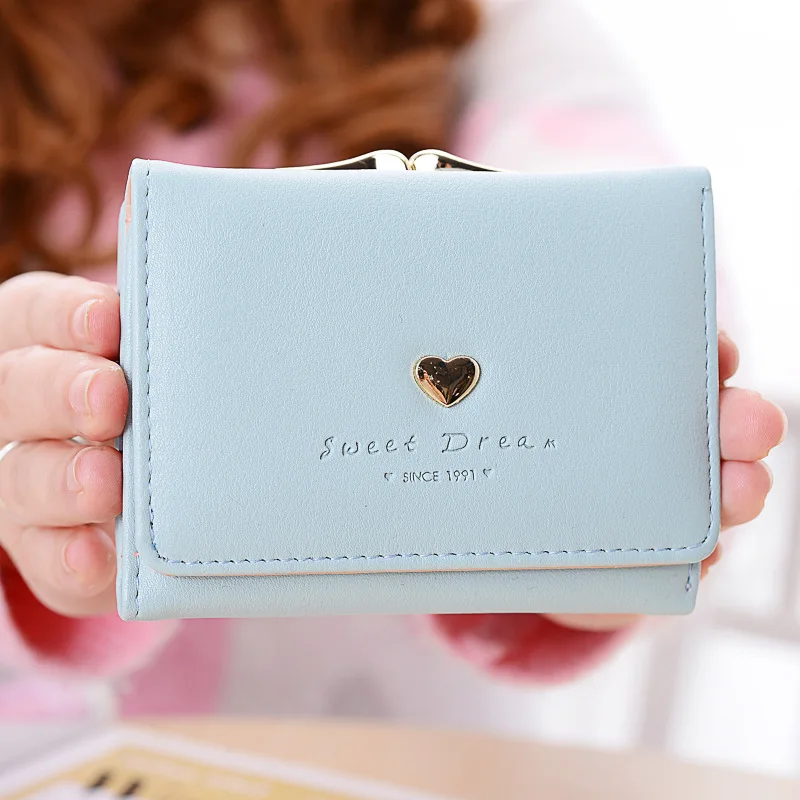 2020 new wallet female short Korean version of small fresh and lovely 30% ladies coin purse short wallet female bagOrgan card pa