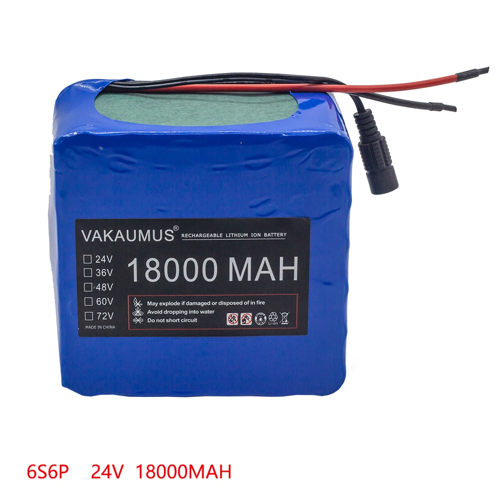 

24V 18AH Lithium Battery Pack 6S6P 25.2V 250W 350W 500W Ebike Electric Bicycle Scooter Children's Car Lawn Mower Sprayer 18650