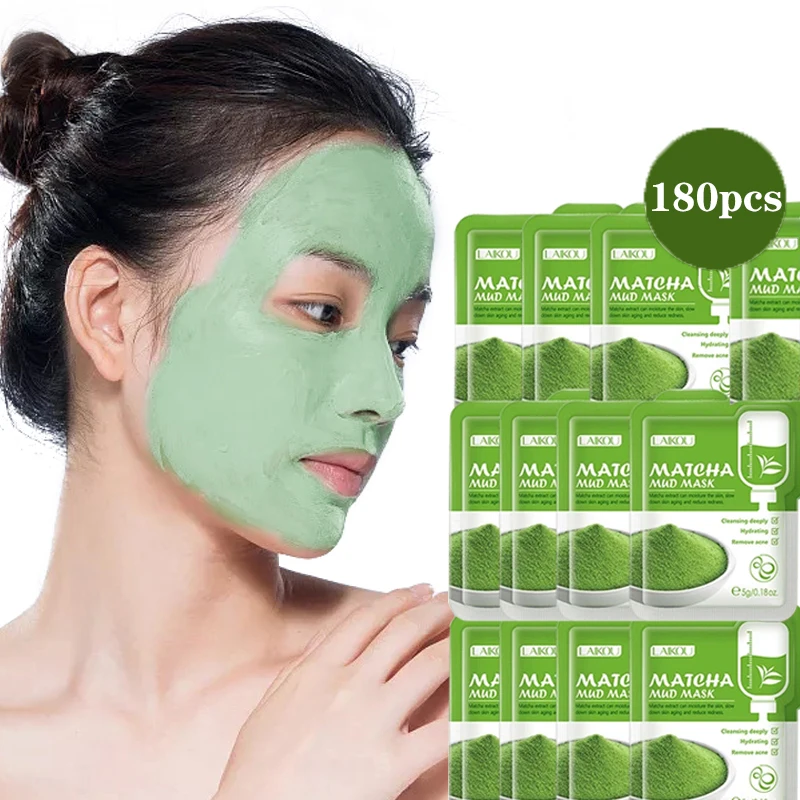 Wholesale 180PCS/Lot Packs Matcha Green Clay Mud Mask For Face Cleaning Anti Wrinkle Moisturize Oil-control Night Skin Care