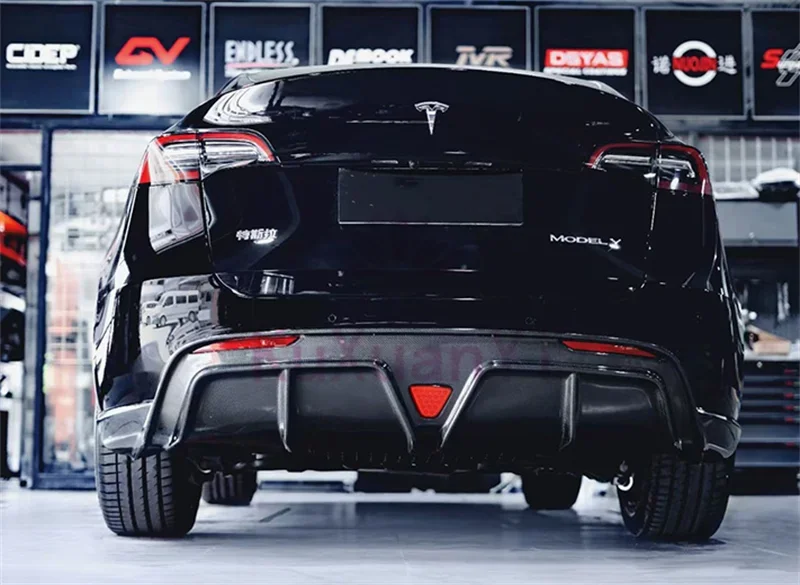 Широкий обвес из углеродного волокна для Tesla Model Y передние боковые юбки и задний