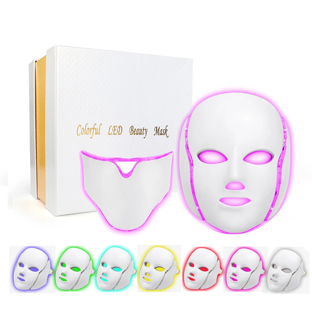 Светодиодная маска для лица удаления морщин и акне 7 цветов фотоновая