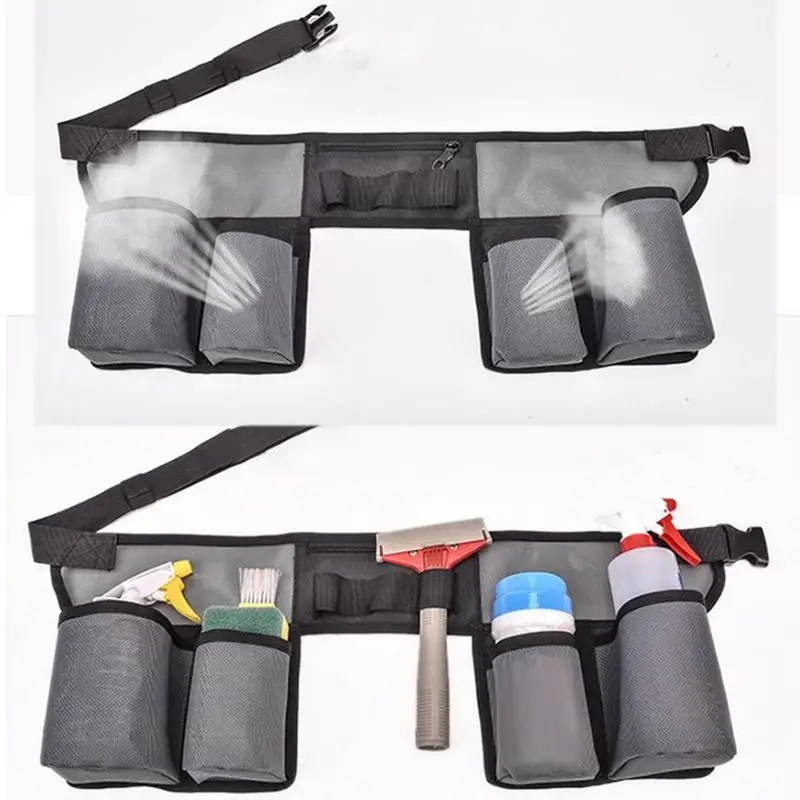 

Cleaning Waist Tool Bag Adjustable Waist Tool Belt Mesh Cloth Waterproof Cleaning Storage Pouch House Cleaning Supplies
