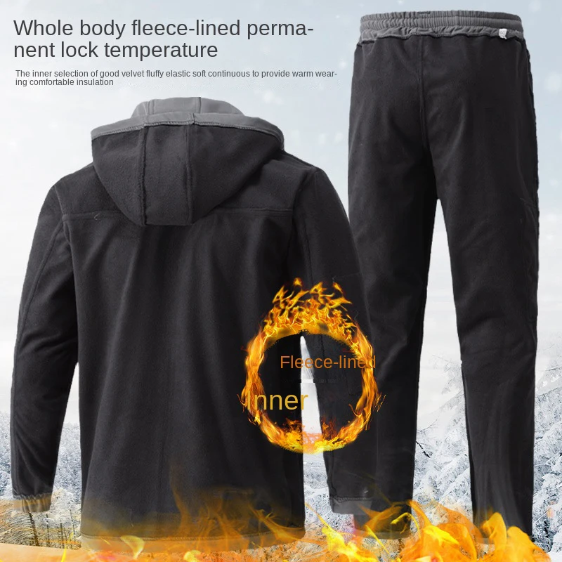 Мужской бархатный костюм для рыбалки на осень и зиму водонепроницаемый