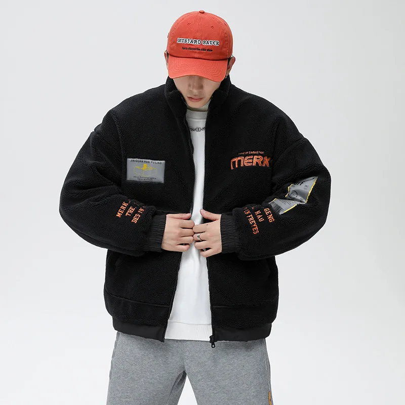 Men's Fashion Imitation Lamb Velvet Jacket Men's Autumn and Winter Fashion Brand Men's Thick Coat Japanese Winter Jacket Men