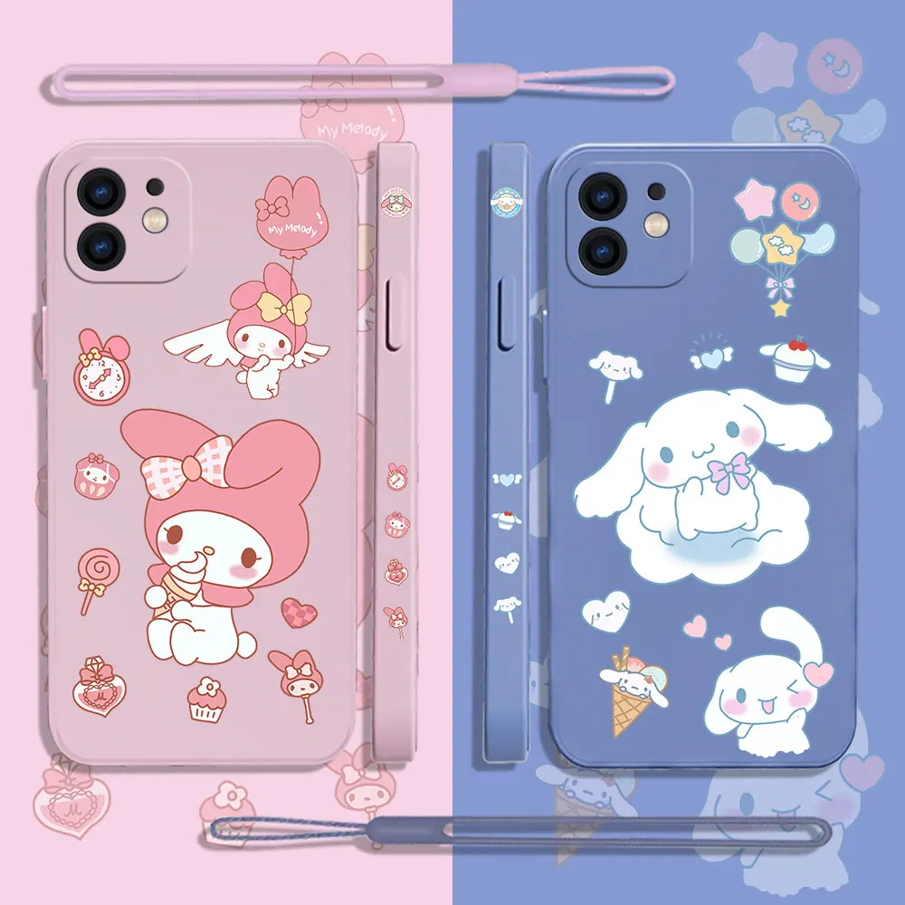 

Sanrio Cinnamoroll My Melody Phone Case For Xiaomi Redmi Note 11 10A 10 10S 9 8 7 Pro Plus 10C 9A 9C 9T 4G 5G Cases With Lanyard