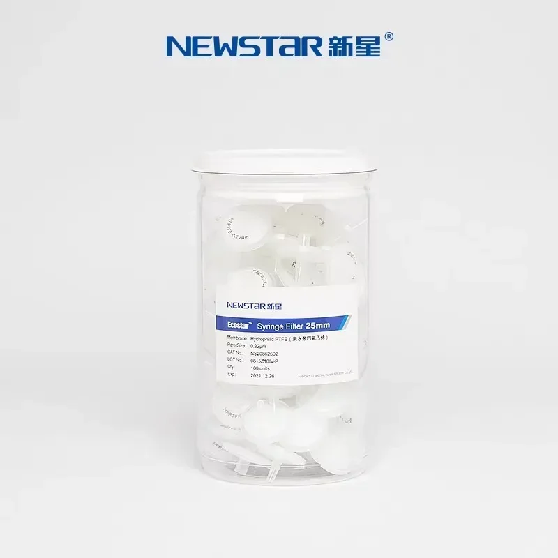 Фото Гидрофильный игольчатый фильтр из ПТФЭ Newstar для фильтрации водных и органических решений 13/25/33 мм 0,22/0,45 мкм №3