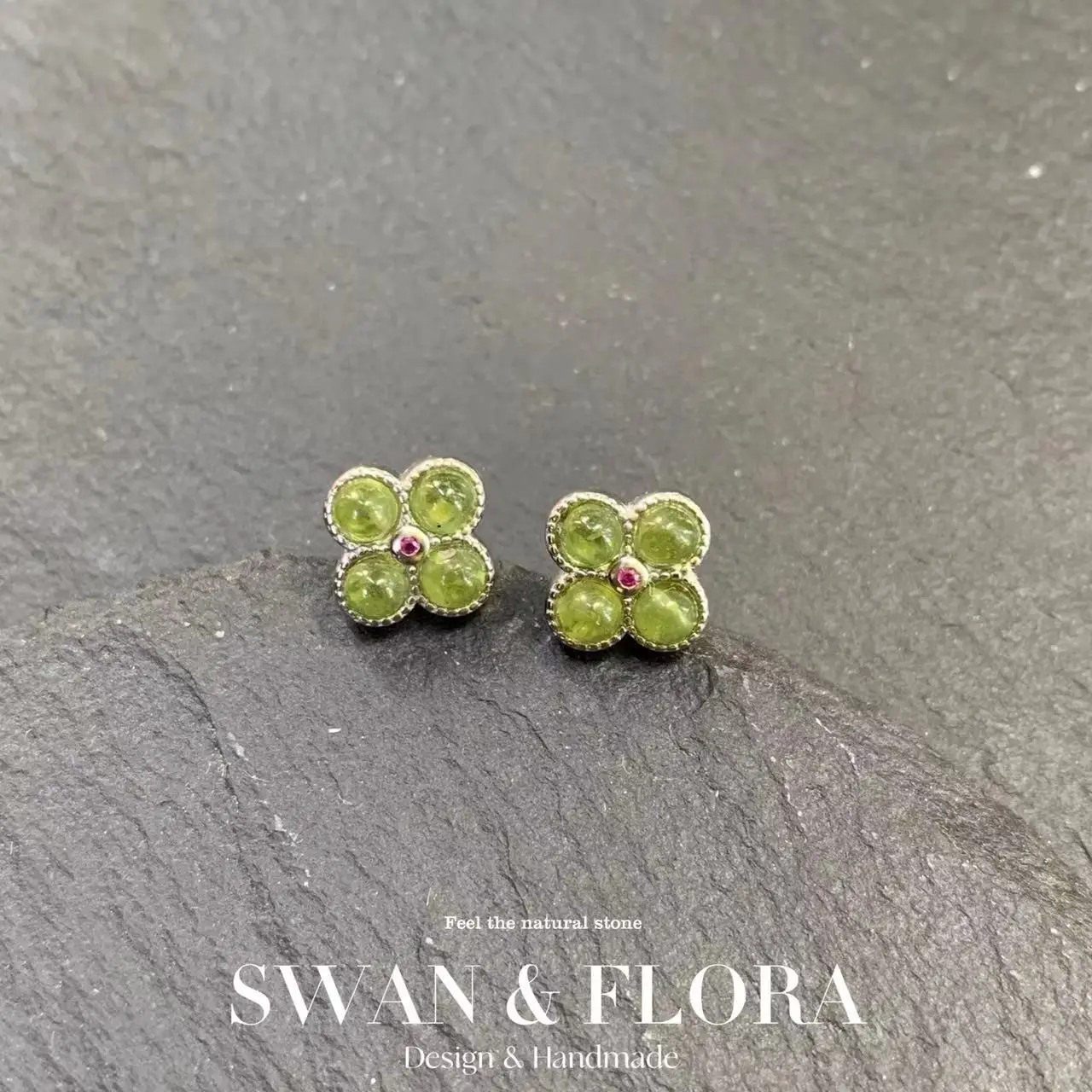 

5MM Natural Peridot Stud Earrings For Women Real 925 Sterling Silver Vintage Femme Gift Prevent Allergy Fine Jewelry Stone